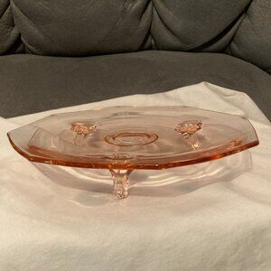VTG 1932 Standard Glass-Hoffman Pink Depression Glass 8-sided Serving Plate-EUC